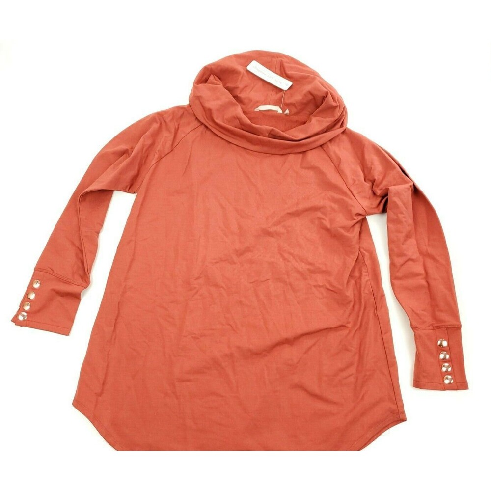 Soft Surroundings Women's Size L Valerie Pullover Tunic Cowl Neck Burnt Orange